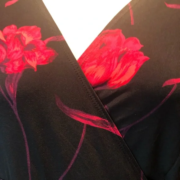 New with tags Black Dress with red floral design - Picture 9 of 13